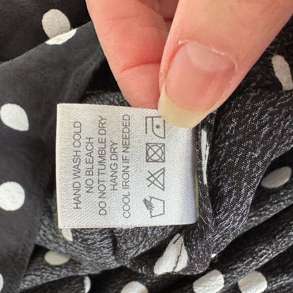 House of Harlow Black White Polka Dot Harper Wrap Mini V-neck Short Sleeve Tie L - Picture 11 of 16